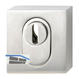 SOLIDO Zylinderrosette au�en, eckig 52 x 52 x 12, mit Kzs, Edelst. matt