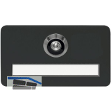 SOLIDO Namensschild m. T�rgucker, Linse 200�, schwarz, brandschutztauglich