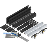 SOLIDO 100 Beschlagset Glas Einzugsd�mpfung Laufschiene Blende L=2500 mm schwarz