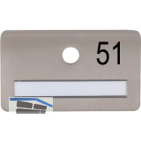 SOLIDO Namensschild ohne Spion mit Gravur Nummer, 120x70 mm, Edelstahl satiniert