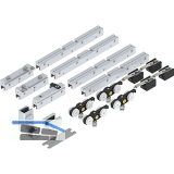 SOLIDO 100 Teleskopbeschlagset Glas 2-flg. ohne Laufschiene F�hrung silber