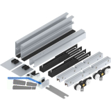 SOLIDO 100 Beschlagset Glas Einzugsd�mpfung Laufschiene Blende L=2500 mm silber