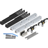 SOLIDO 100 Beschlagset Glas mit Einzugsd�mpfung Bodenf�hrung Edelstahl-Effekt