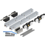 SOLIDO 100 Beschlagset Glas ohne Laufschiene Bodenf�hrung Edelstahl-Effekt