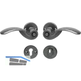 Sicherheits-Drueckergarnitur STUBAI auf Rosette,verzinkt schwarz hell passiviert