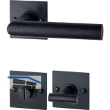 HALC� Dr�ckergarnitur DAVOS - auf eckiger Rosette WC, TS-50, Schwarzstahl