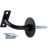 Handlauftr�ger rund mit Stockschraube,Wandabstand 78mm, schwarz lackiert RAL9005