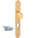 Feuerschutz Wechselgarnitur Alt Wien auf Langschild, PZ92,rechts,Messing poliert