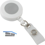 IDENTA Kartenjojo rund mit G�rtelclip Silberdisk Nylonschnur L=600 mm wei�