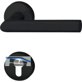 Dr�ckergarnitur GEHRUNG - auf Rosette PZ 1907, rund, Edelstahl schwarz