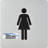 WC Symbol Frau selbstklebend, 100 x 100 mm, Kunststoff alufarbig