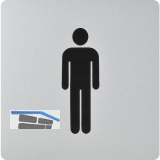 WC Symbol Mann selbstklebend, 100 x 100 mm, Kunststoff alufarbig