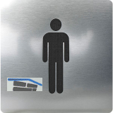 WC Symbol Mann selbstklebend, 100 x 100 mm, Kunststoff Edelstahl-Effekt