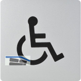 WC Symbol Rollstuhl selbstklebend, 100 x 100 mm, Kunststoff alufarbig