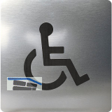 WC Symbol Rollstuhl selbstklebend, 100 x 100 mm, Kunststoff Edelstahl-Effekt