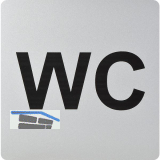 WC Symbol selbstklebend, 100 x 100 mm, Kunststoff alufarbig