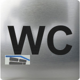 WC Symbol selbstklebend, 100 x 100 mm, Kunststoff Edelstahl-Effekt