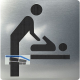 WC Symbol Wickelraum selbstklebend, 100 x 100 mm, Kunststoff Edelstahl-Effekt