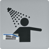 WC Symbol Duschraum selbstklebend, 100 x 100 mm, Kunststoff alufarbig