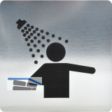 WC Symbol Duschraum selbstklebend, 100 x 100 mm, Kunststoff Edelstahl-Effekt