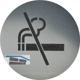 Hinweisschild RAUCHEN VERBOTEN, Durchmesser 60 mm, Kunststoff Edelstahl-Effekt