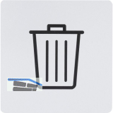 Symbol M�llraum selbstklebend, 100 x 100 mm, Kunststoff alufarbig