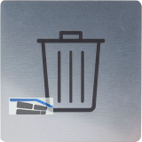 Symbol M�llraum selbstklebend, 100 x 100 mm, Kunststoff Edelstahl-Effekt