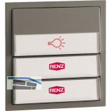 Tastenmodul f�r Renz-Frontplatte, m. 1 Licht- u. 2 Klingeltaster,Kunststoff grau