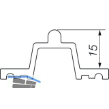 HAUTAU ATRIUM HS Laufschiene Nr. 26 Holz, H=15mm, L=6500 mm, silber eloxiert