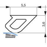GU Thermostep 164/204 Dichtungsprofil P1645 L=3350 mm schwarz