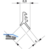 GU Dichtungsprofil P743, unten und vertikal, Kunststoff schwarz