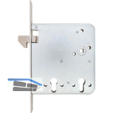 Schiebet�rschloss 1340 PZW mit Hakenfalle f�r 2 PZ,VK 9 mm,DM 55 /120, Edelstahl