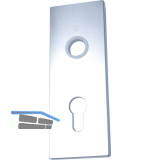 Garagentorschloss-Kurzschild, 58 x 157 mm, PZ 60 mm, silber eloxiert