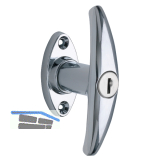 Stangenverschluss-Griffolive verschiedensperrend, 93 mm, Zinkdruckgu� verchromt