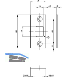 BKS Schlie�blech f�r Schnappriegel 1795, 64 x 30 x 3 mm, Edelstahl