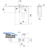 BKS Schaltschloss B1595, Stulp rund, abgewinkelt 24/111/100 mm, DM 65, Edelstahl