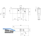 BKS Schaltschloss B1595, Stulp eckig, abgewinkelt 24/120/50 mm, DM 40, Edelstahl