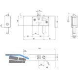 BKS Schaltschloss B1595, Stulp eckig, abgewinkelt 24/125/45 mm, DM 45, Edelstahl