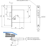 BMH Zusatzfalle 1030 1-flg. EN 179, Dorn 65, links, Stulp 170 x 24 mm, Edelstahl