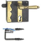 Rustikales Schlossset Newcastle PZ,rechts,DM75,Eisen verzinkt geschw�rzt/Messing
