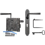 Rustikales Schlossset Drau BB, links, DM 73,5, Eisen verzinkt schwarz patiniert