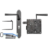 Rustikales Schlossset Drau BB, rechts, DM 73,5, Eisen verzinkt schwarz patiniert