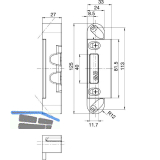 Lappenschlie�platte f�r Secury zum Einfr�sen, 125 x 24 x 27 mm, verstellbar