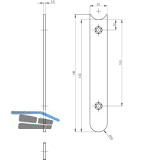 Anschlussstulp/Stulpverl�ngerung unten f�r Secury MFV, 130 x 20 mm, Edelstahl