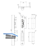 KFV Lappenschlie�blech 8050 mit AT-St�ck 115, 204 x 24 x 3mm, links, Edelstahl