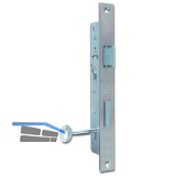 ROTO Rohrrahmenschloss Flachstulp m. Falle u. Riegel 851, DM 16, verzinkt silber