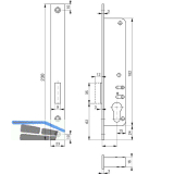 ROTO Rohrrahmenschloss Flachstulp m. Riegel 877, DM 25, verzinkt silberf�rbig