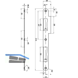 Doppelt�rschlie�blech R9 bombiert mit Sichtschutz, Stahl vernickelt matt