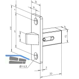 Fallenschloss 802 fix, Stulp 55 x 20 x 3 mm, grau lackiert