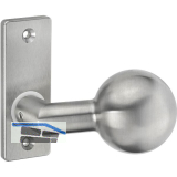 AMF Knopfkurzschild 438 gekr�pft, drehbar, 87x32x6 mm, Knopf � 55mm,Edelstahl